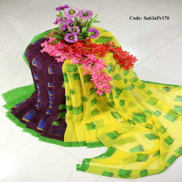 সিফন জর্জেট প্রিন্ট শাড়ি
